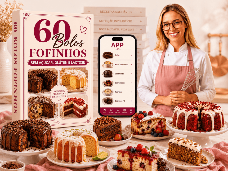 60 Bolos Fofinhos Sem Açúcar, Glúten e Lactose
